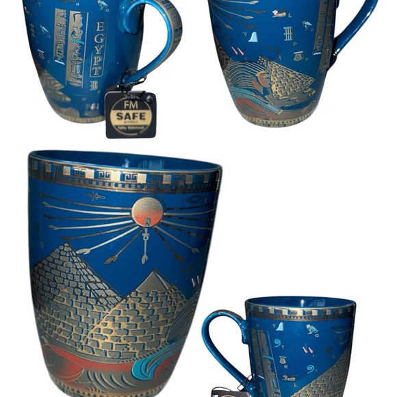 Ceramic Coffee Mug Porcelain Ancient Egyptian Style - Picture 7 of 10